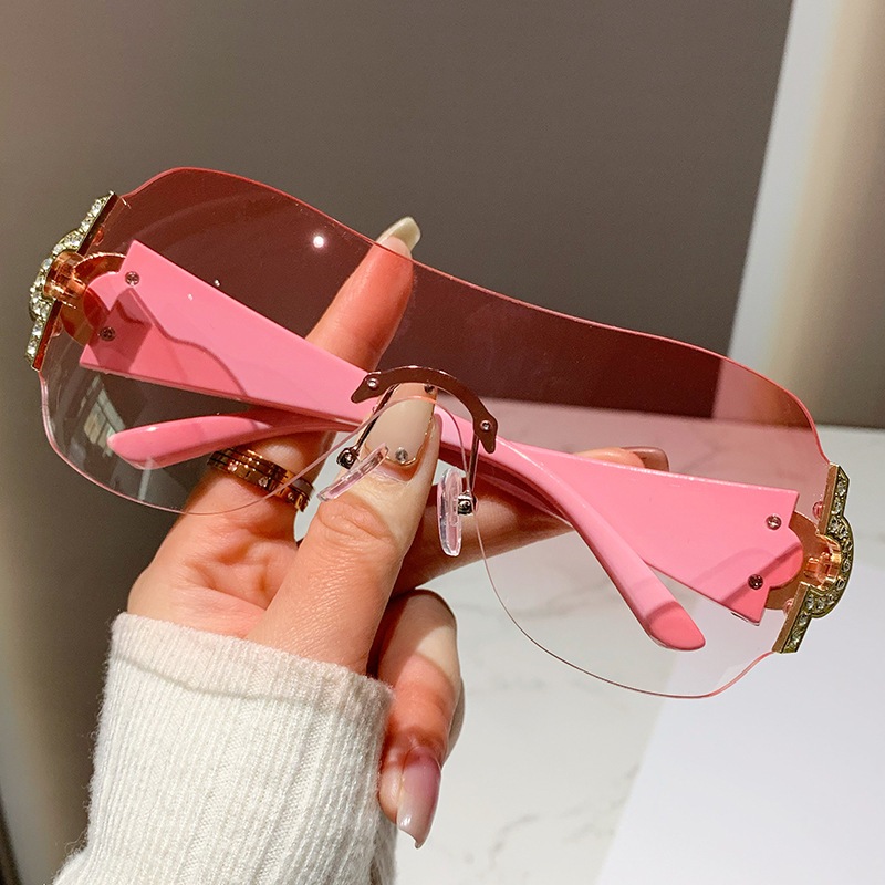 Kính Mát Hình Trái Tim Không Gọng y2k Thời Trang 2000 's uv400 y2k