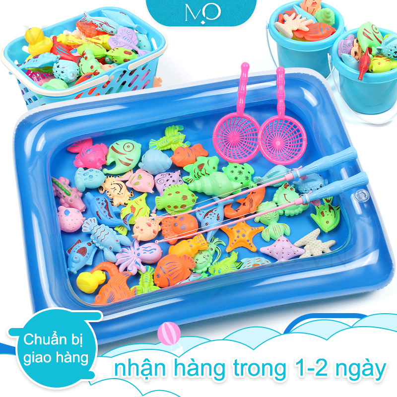 💥Giao Hàng Trong Vòng 24 Giờ Bộ đồ chơi câu cá cho bé 50 chi tiết có gắn nam châm bao gồm cần câu nhựa, bể phao 2 tầng cho bé - Đồ Chơi Câu Cá Cho Bé