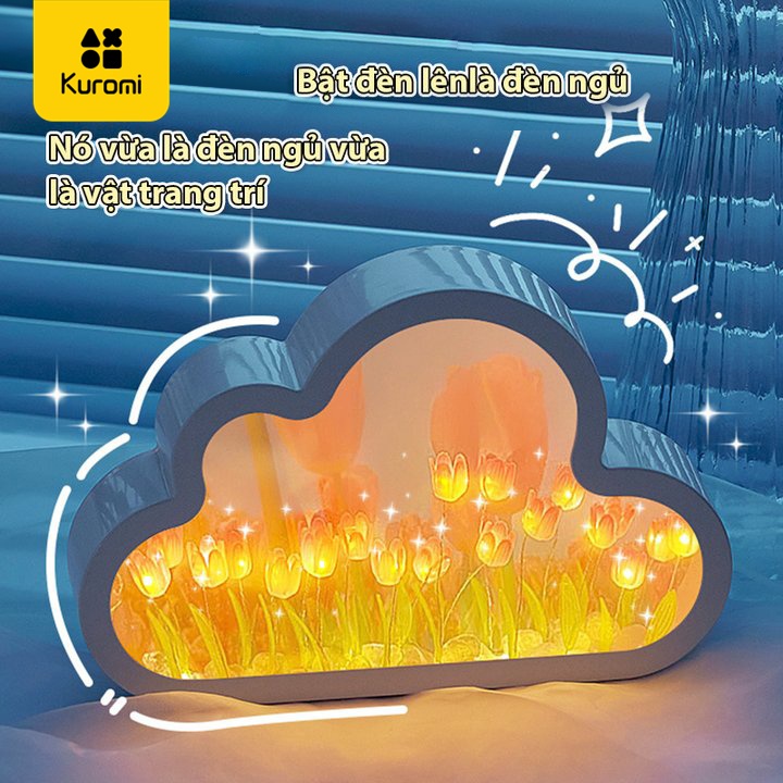 【Christmas gift】🎄20 bông🎄 Đèn hoa tulip Tulip Đèn Ngủ led Hình Đám Mây Sáng Tạo Để Bàn Trang Trí diy