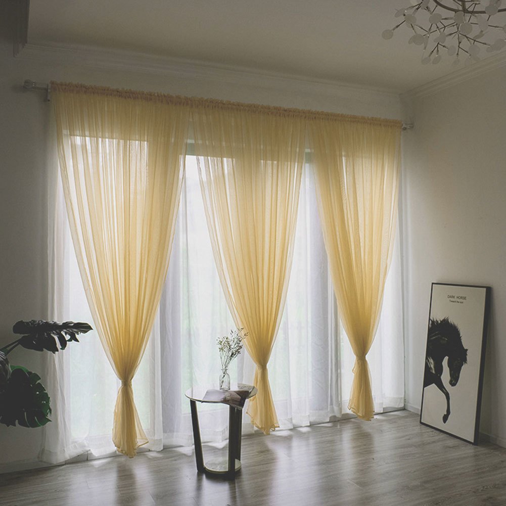 Rèm voan lụa tinh khiết, Rèm Voan Decor cực xinh, Rèm Cửa Sổ Bằng Vải Tuyn Kiểu Đơn Giản Trang Trí Phòng Khách / Phòng Ngủ Cxmin10