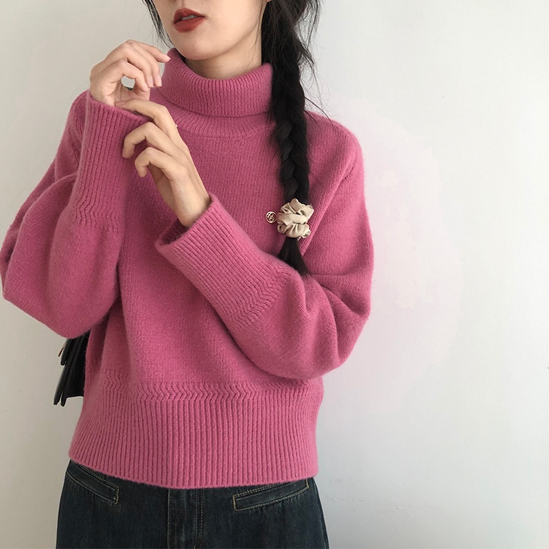 NZN Áo sweater Dệt Kim Cổ Lọ Mềm Mại Và glutinous Dáng Rộng Cao Cấp Dày Dặn Cho Nữ