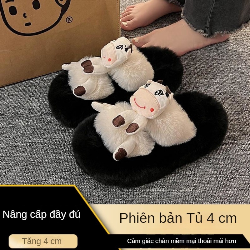 Dép Bông Hình Ếch Hoạt Đi Trong Nhà Đế Dày Thời Trang Thu Đông 2023 Cho Nữ