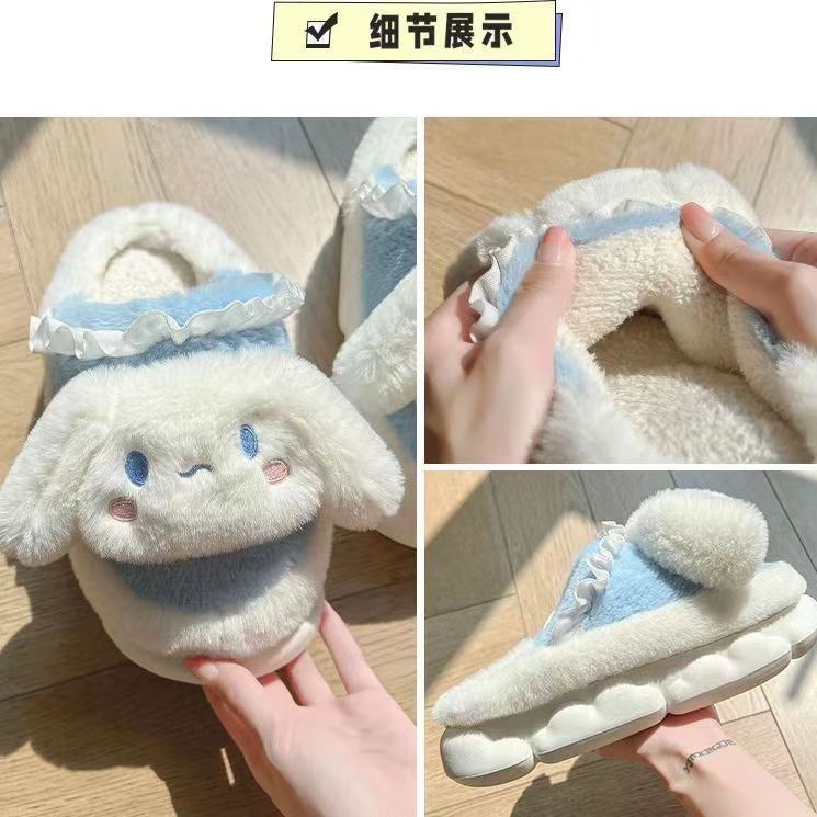 Sanrio Dép kuromi Bông Đi Trong Nhà Đế Dày Ấm Áp Họa Tiết Hoạt Hình Xinh Xắn