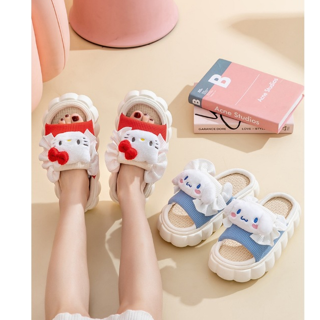 Sanrio Dép Đi Trong Nhà Đế Dày Mềm Mại Chống Trượt Họa Tiết Hoạt Hình Dễ Thương Cho Nữ