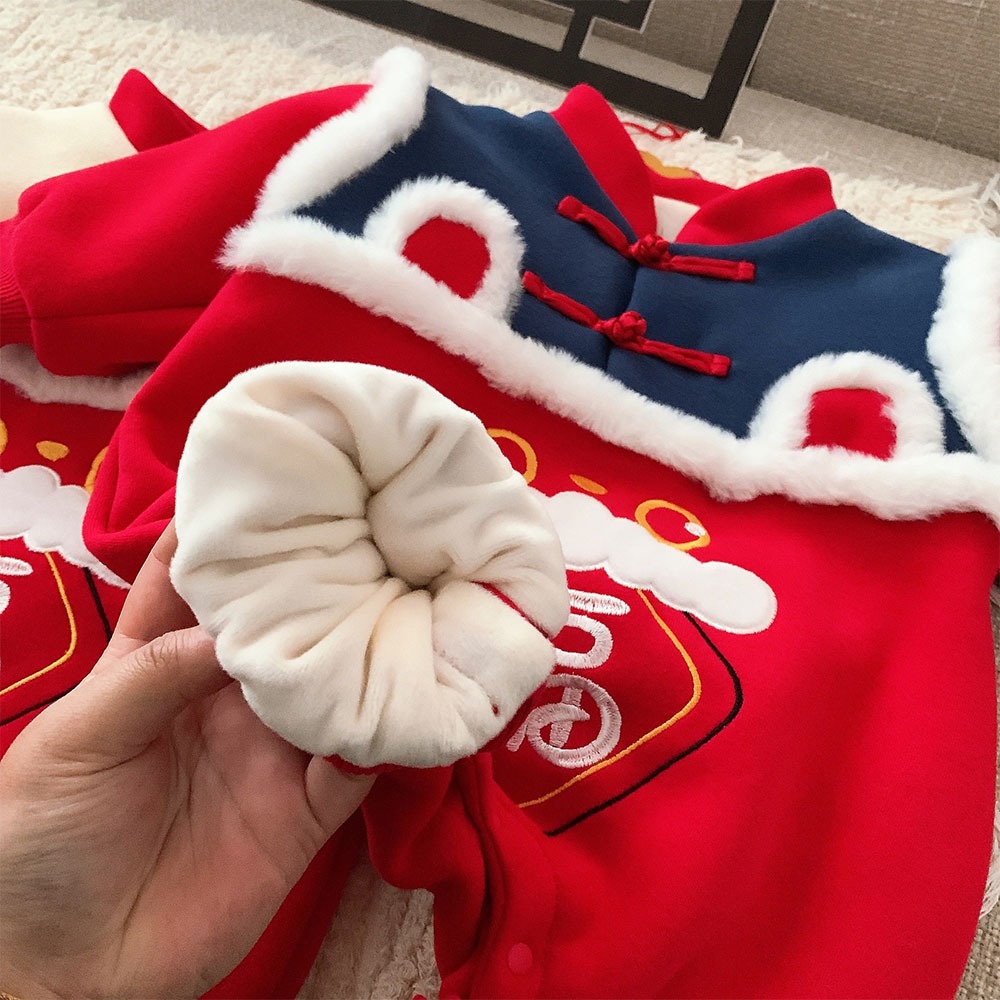 Áo Liền Quần Tay Dài Giữ Ấm Mùa Đông Phong Cách Giáng Sinh Năm Mới Cho Bé