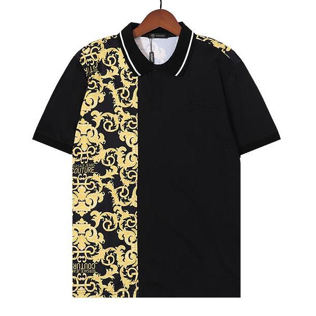 Versace Áo Thun polo Tay Ngắn Có Cổ Bằng cotton Nguyên Chất In Họa Tiết Thời Trang Cho Nam Và Nữ