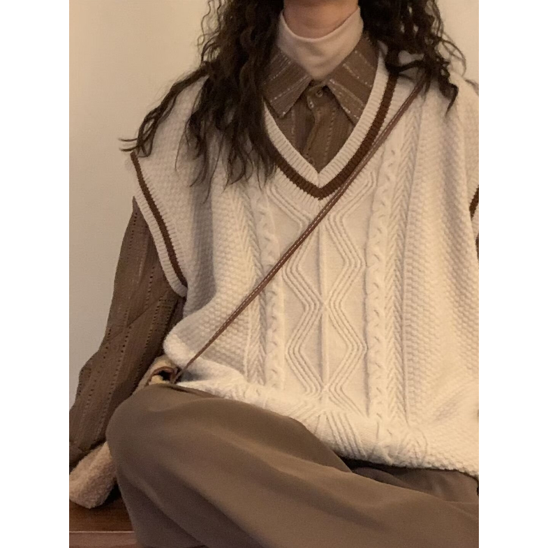 Áo vest nam Không Tay Thời Trang nam áo len nữ hàn quốc cao cấp khoác vest nữ  Họa Tiết Kẻ Sọc Trang áo sweater hàn quốc