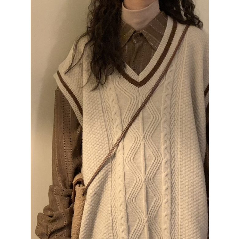 Áo vest nam Không Tay Thời Trang nam áo len nữ hàn quốc cao cấp khoác vest nữ  Họa Tiết Kẻ Sọc Trang áo sweater hàn quốc