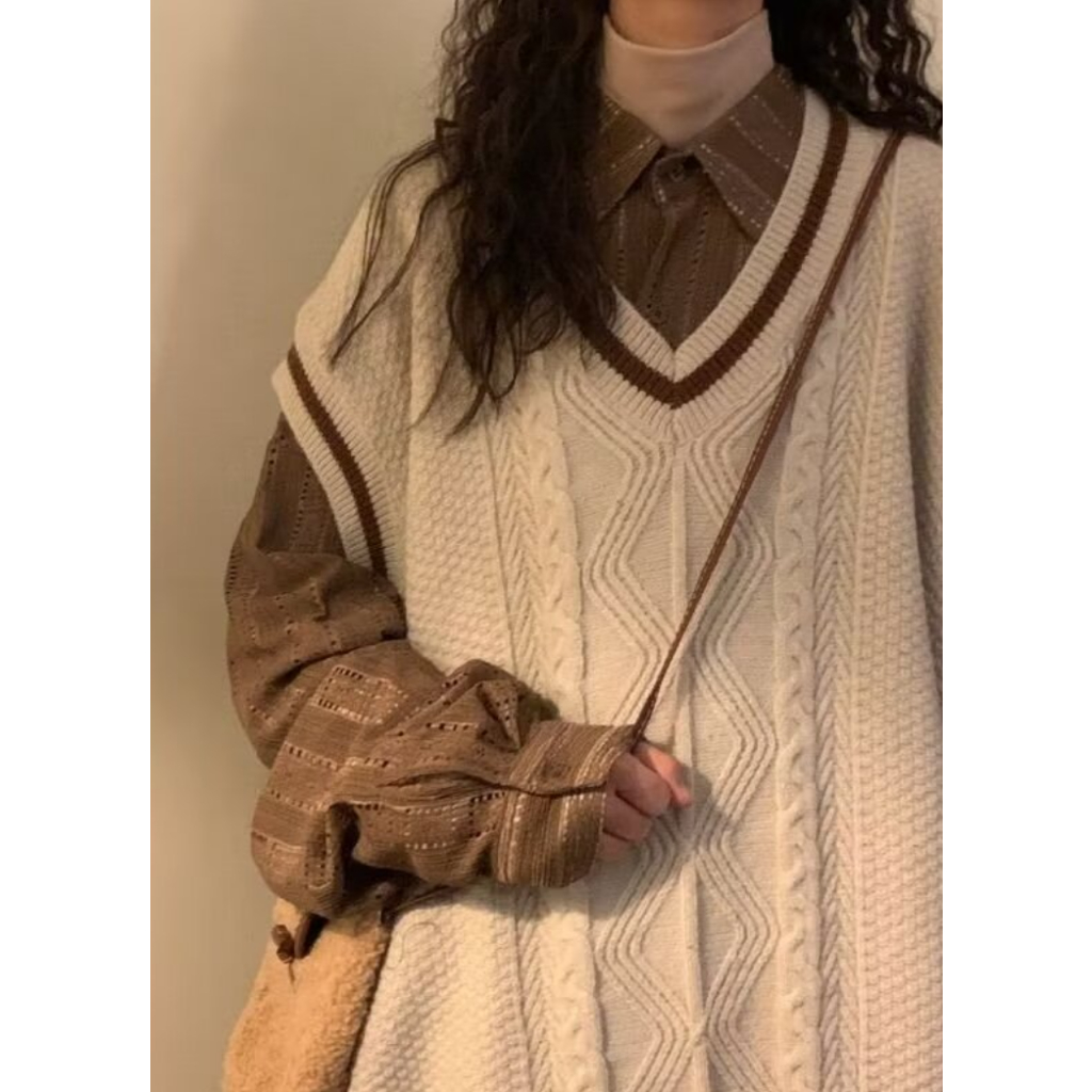 Áo vest nam Không Tay Thời Trang nam áo len nữ hàn quốc cao cấp khoác vest nữ  Họa Tiết Kẻ Sọc Trang áo sweater hàn quốc