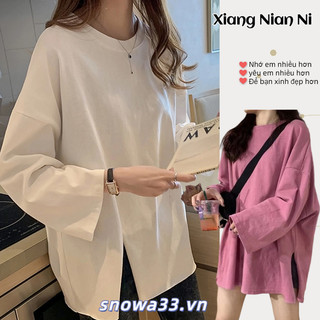 Xiang Nan Áo Thun Dài Tay Dáng Rộng Phong Cách Hàn Quốc Mùa Thu Cho Nữ