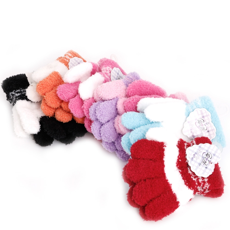 Găng Tay Vải Lông Cừu San Hô Dày Mềm Mại Màu San Hô Dễ Phối Đồ Thời Trang Mùa Đông Cho Bé