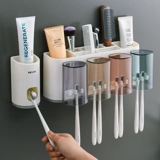 Giá để bàn chải đánh răng cốc nước súc miệng không đục lỗ cốc bàn chải đánh răng phòng tắm kem đánh răng bóp hiện vật cốc bàn chải đánh răng Bộ bàn chải đánh răng