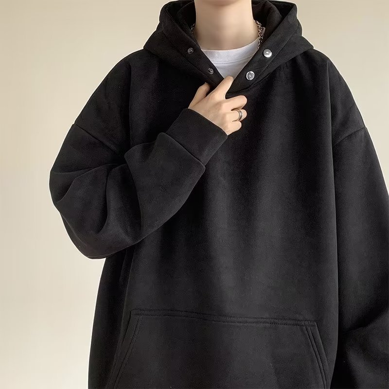 【M-3XL】Áo hoodie nam nữ unisex cặp đôi nỉ ngoại cotton form rộng có mũ xám đen dày oversizeChất Liệu Vải Nỉ Bông