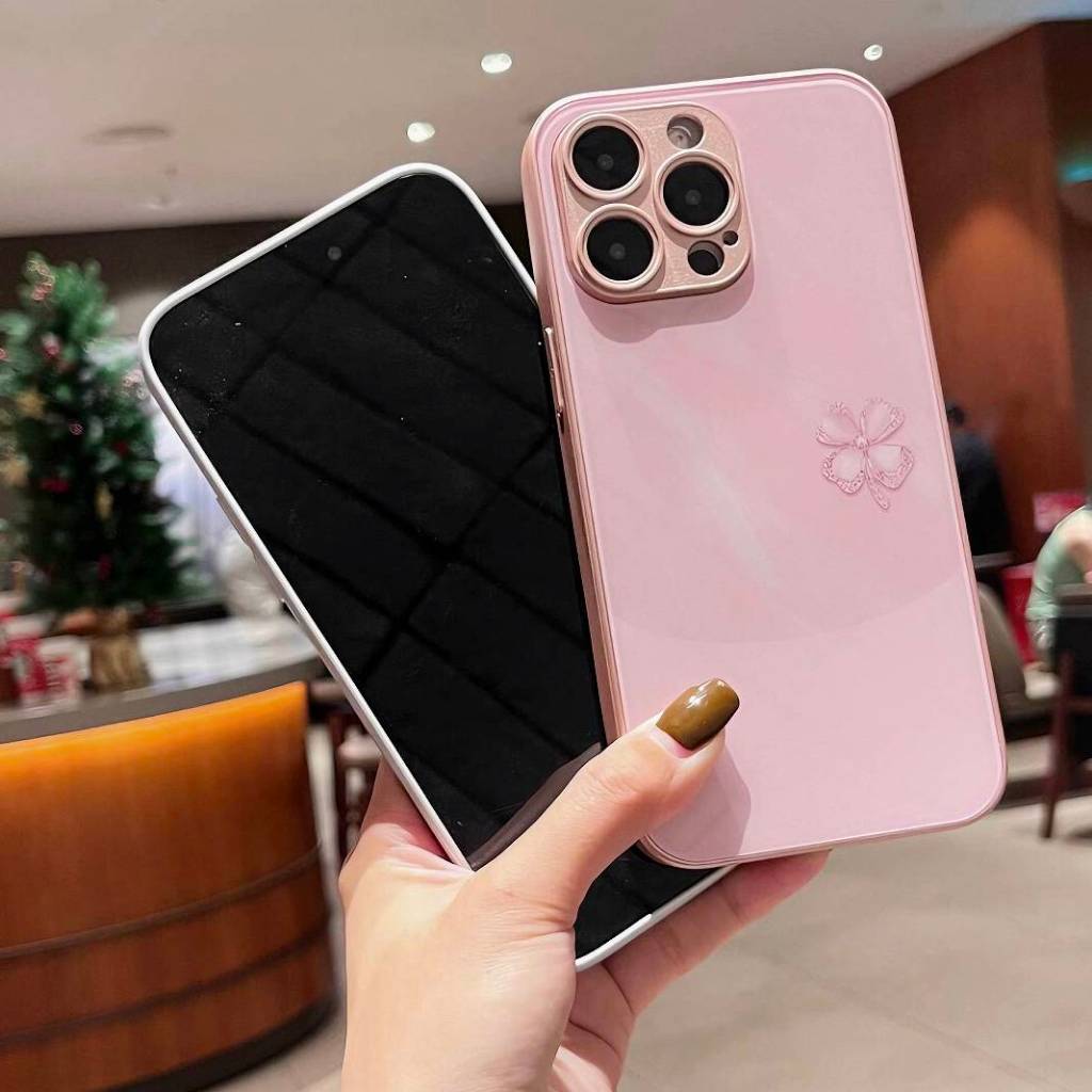 Ốp Điện Thoại Mặt Kính Ánh Kim Hình Thỏ Cho iphone 15 14 11 12 13 pro max