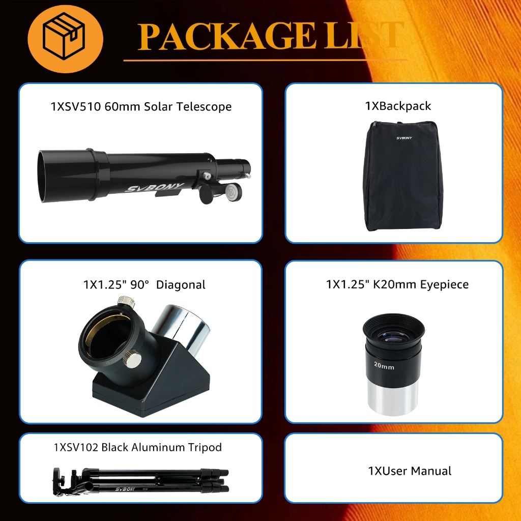 Sbby Ống Nhòm Năng Lượng Mặt Trời sv510 60mm f / 6.6 Kèm Ba Lô