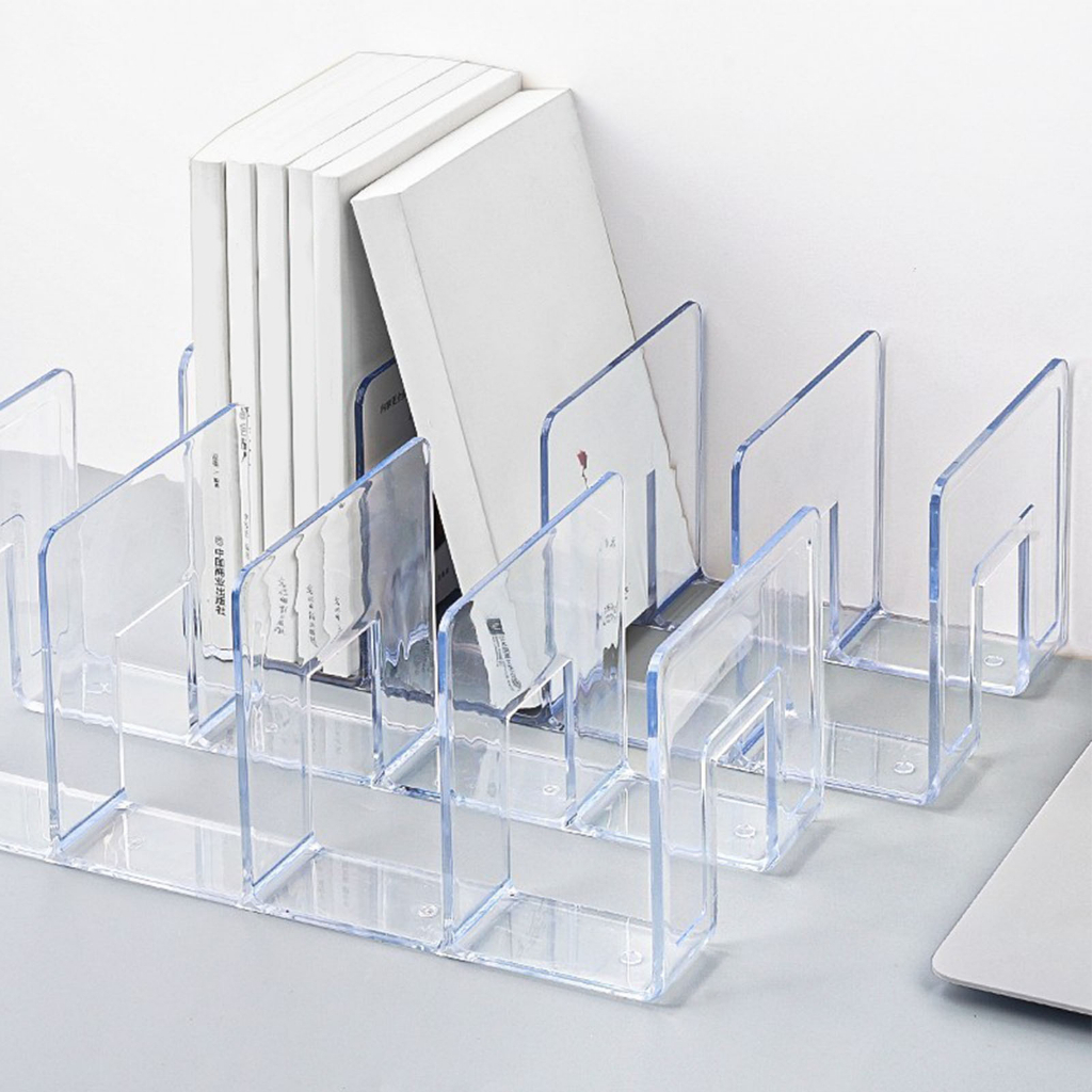 Giá sách Trong suốt acrylic giá sách máy tính để bàn kệ sách ngăn lưu trữ sách bookend kệ để bàn đứng sách