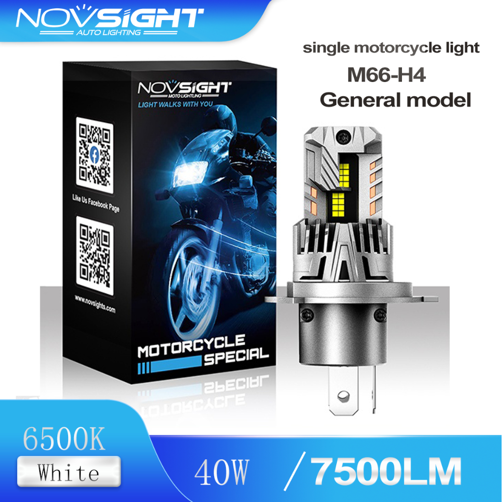 Bóng đèn pha LED NOVSIGHT M66 H4 thiết kế mini 40W 7500Lm cho xe máy