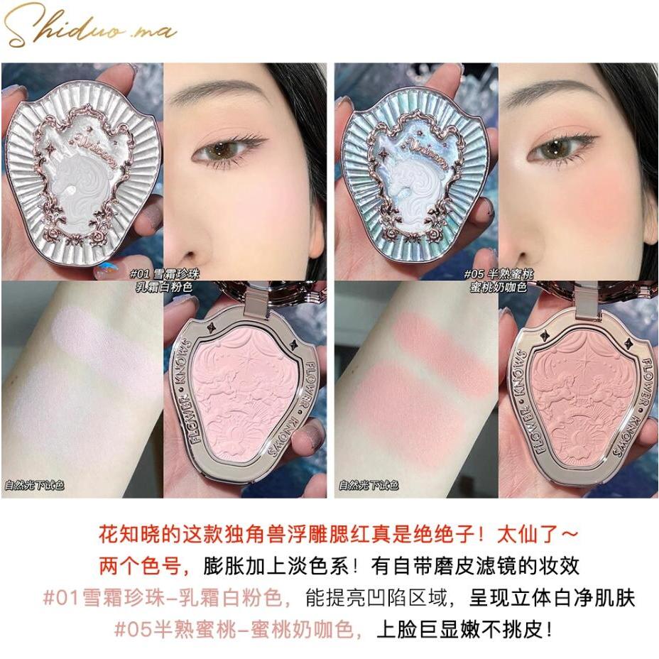 Phấn má hồng Flower Know trang điểm tự nhiên Đơn Sắc Bắt Sáng Màu nude Long Lanh Quyến Rũ