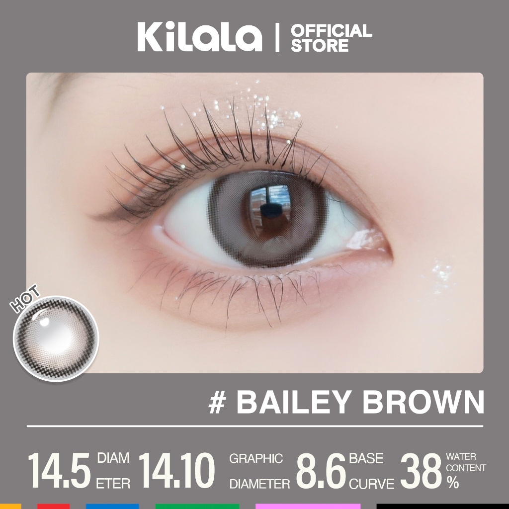 Kính áp tròng Kilala màu nâu Bailey Brown DIA 14.5mm lens cận 6 tháng có