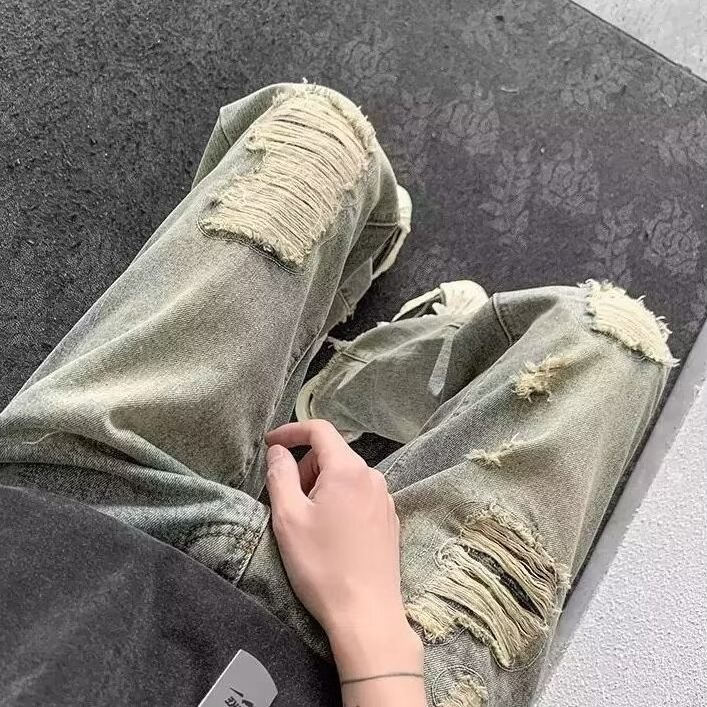 Quần jeans Dài Phối Vết Rách Cá Tính Thời Trang Cho Nam