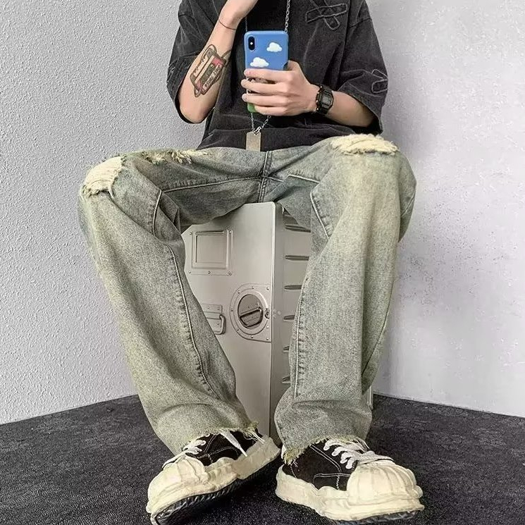 Quần jeans Dài Phối Vết Rách Cá Tính Thời Trang Cho Nam