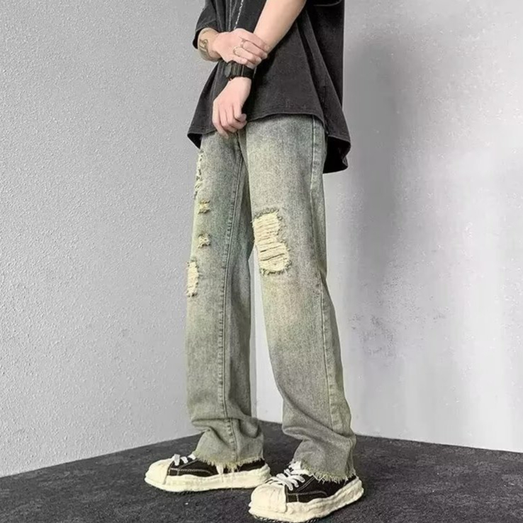 Quần jeans Dài Phối Vết Rách Cá Tính Thời Trang Cho Nam