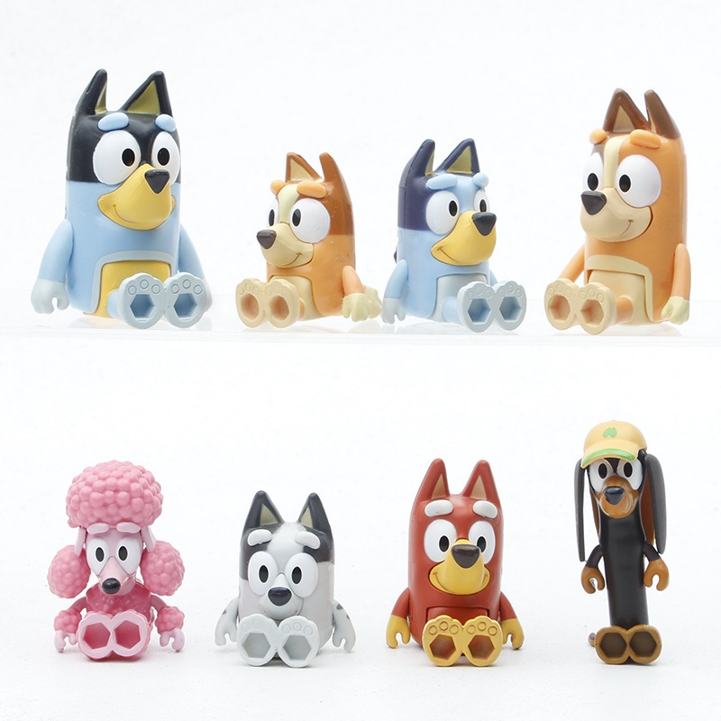 Set 8 Mô Hình Mô Phỏng Nhân Vật Phim Hoạt Hình bluey and friends 6-8cm