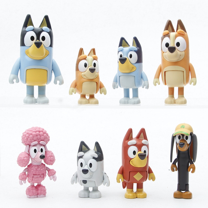 Set 8 Mô Hình Mô Phỏng Nhân Vật Phim Hoạt Hình bluey and friends 6-8cm