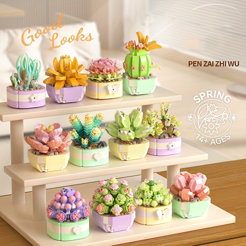 Bộ Đồ Chơi Lắp Ráp Cây Xương Rồng gypsophila bonsai Lãng Mạn diy