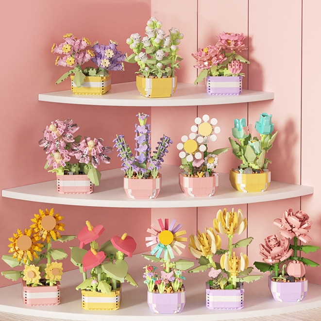 Bộ Đồ Chơi Lắp Ráp Cây Xương Rồng gypsophila bonsai Lãng Mạn diy