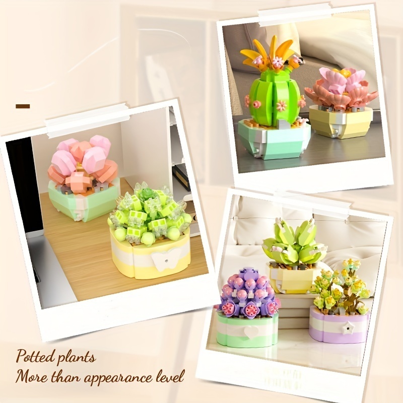 Bộ Đồ Chơi Lắp Ráp Cây Xương Rồng gypsophila bonsai Lãng Mạn diy