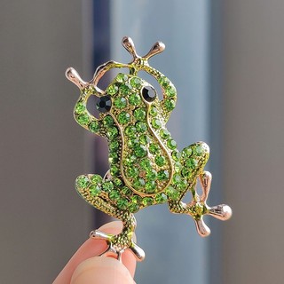 Vintage Kim Cương Đính Đá Ếch Trâm Sáng Tạo Dễ Thương Kim Cương Đính Đá Động Vật Pin Nam Nữ Quần Áo Trang Trí Xòe Còn Hàng MINGSITE
