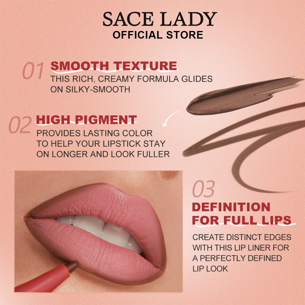 SACE LADY Chì Kẻ Viền Môi Đa Năng Trang Điểm Chuyên Nghiệp