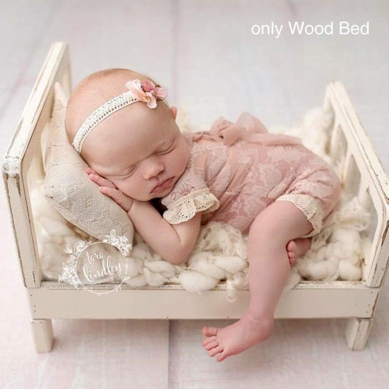 Giường Gỗ Đạo Cụ Chụp Ảnh Cho Bé Sơ Sinh
