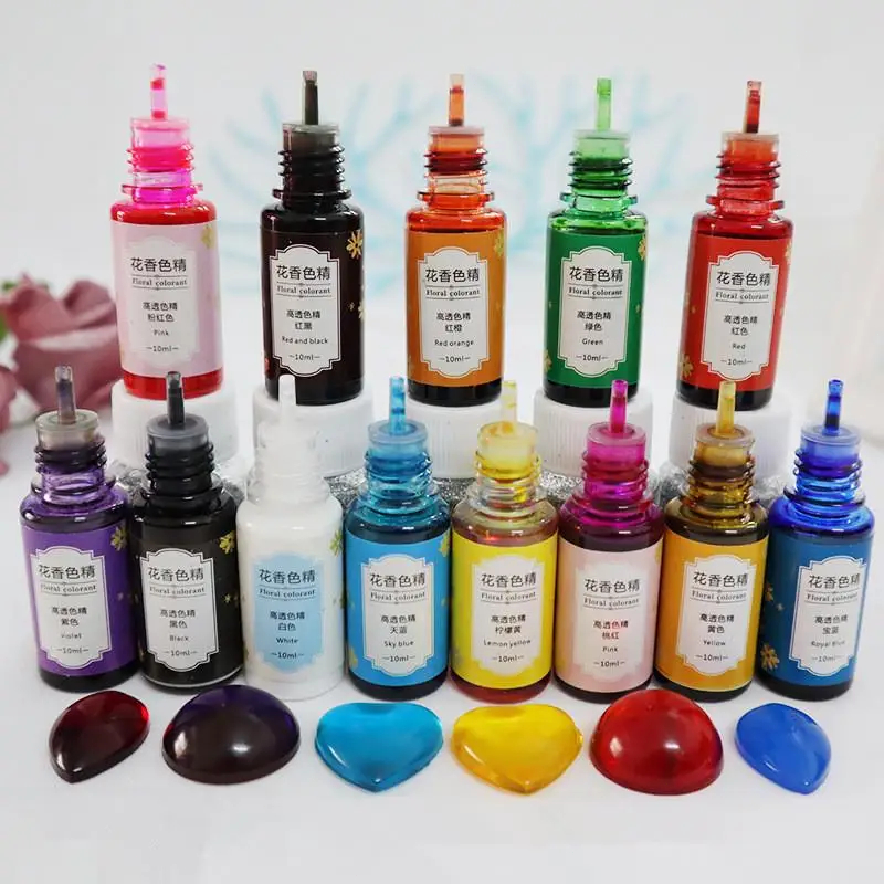 13 màu sắc 10ml sắc tố nhựa DIY UV Epoxy nhuộm nồng độ cao Hoa sắc tố trang sức làm công cụ nến xà phòng màu