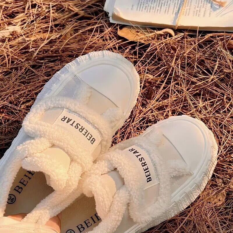 Cosy_Zone  Dép bông Dép Lông giày thể thao nữ ĐẾ CAO SU Tiện dụng Thể thao và thời trang FMR23B0R49 47Z231120