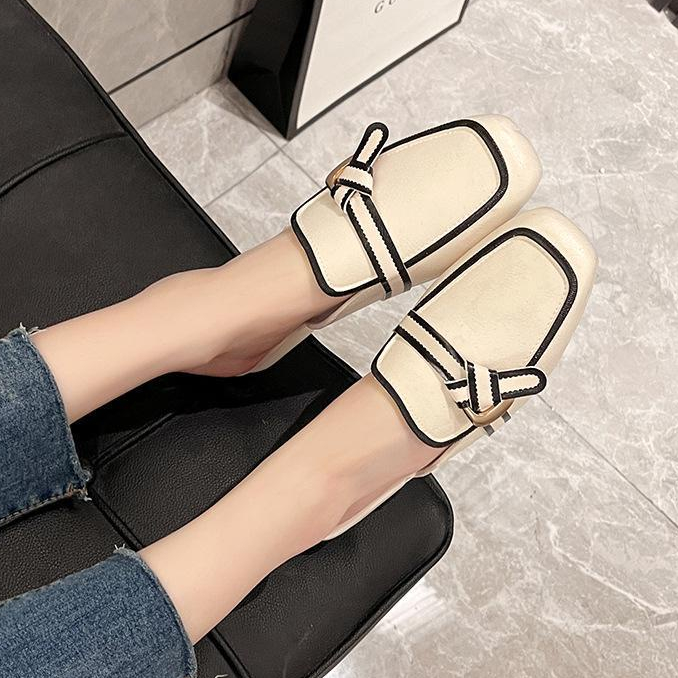 CHZK mẫu dép mới đầu túi nửa dép phiên bản Hàn Quốc dép mát bình thường đáy phẳng của sinh viên