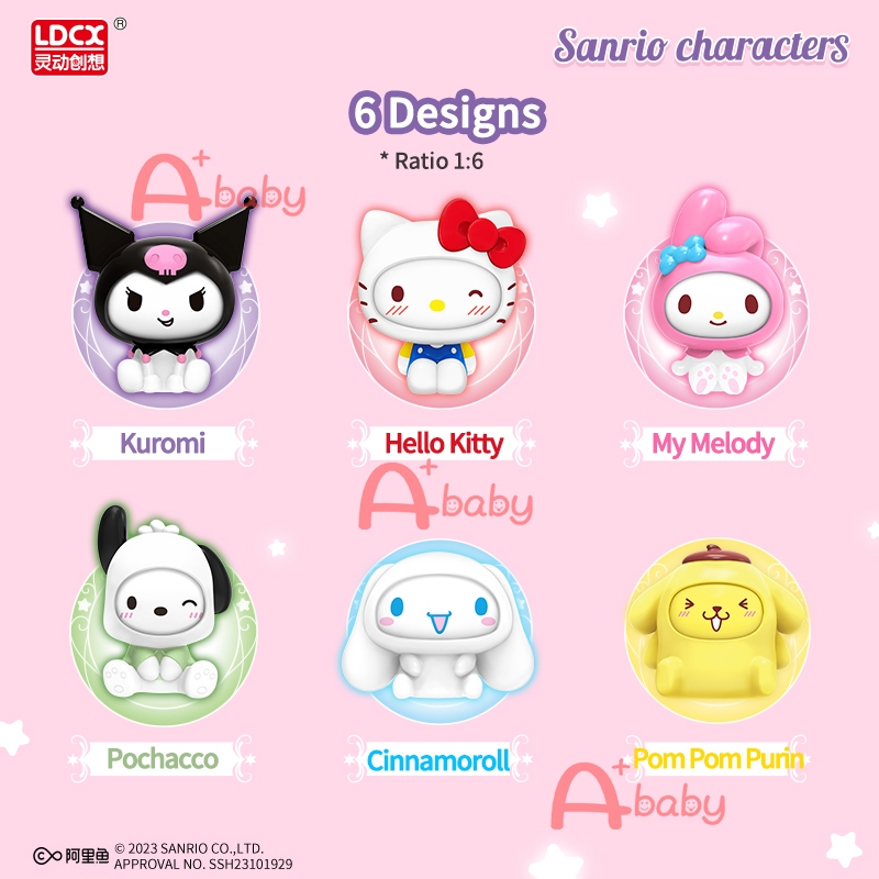 6PCS SANRIO Mô Hình Nhân Vật Hoạt Hình  Kuromi/My Melody/Cinnamoroll/Pochacco/Pom Pom Purin/Hello Kitty