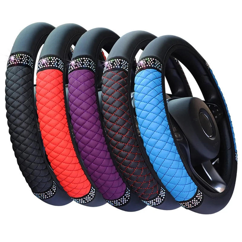 Vỏ Bọc Vô Lăng Xe Hơi Chất Liệu Da pu Đính Đá 37-38cm
