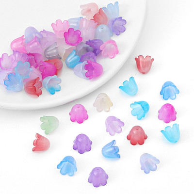 Set 100 hạt xỏ lỗ BEADIA hình hoa hai màu bằng acrylic dùng để làm trang sức / điện thoại / vòng đeo tay DIY