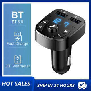 Bộ chuyển đổi răng xanh cho ô tô Máy phát vô tuyến FM không dây Cuộc gọi rảnh tay & Bộ thu âm thanh MP3 Máy nghe nhạc USB Bộ sạc xe hơi