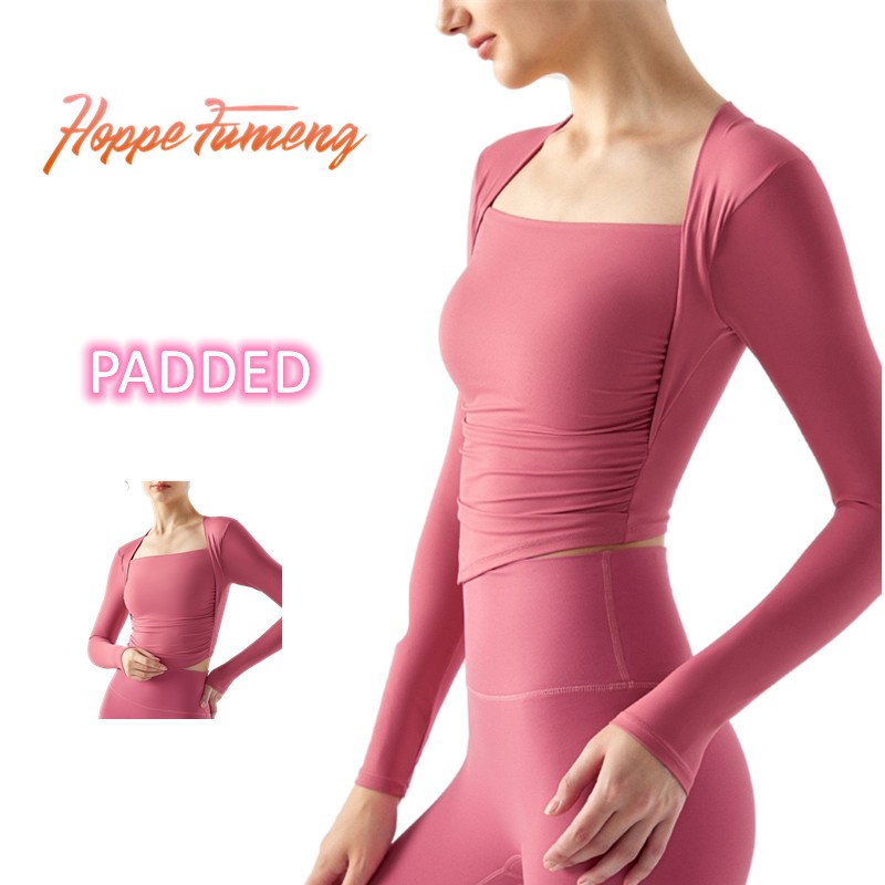 Áo Thun yoga Tay Dài Có Mút Đệm Giảm Béo Cho Nữ