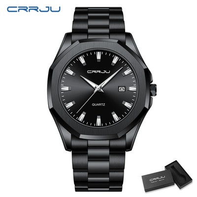 Crrju Đồng Hồ quartz Chống Thấm Nước Bằng Thép Không Gỉ 5004 Thời Trang Cho Nam