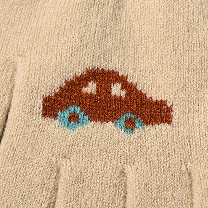 Toàn Bộ Găng Tay Dệt Kim Hở Ngón Chống Gió Màu Trơn Họa Tiết Xe Hơi Hoạt Hình Cho Bé Trai Và Bé Gái Từ 4-8 Tuổi