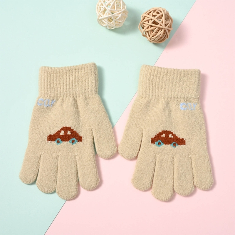 Toàn Bộ Găng Tay Dệt Kim Hở Ngón Chống Gió Màu Trơn Họa Tiết Xe Hơi Hoạt Hình Cho Bé Trai Và Bé Gái Từ 4-8 Tuổi
