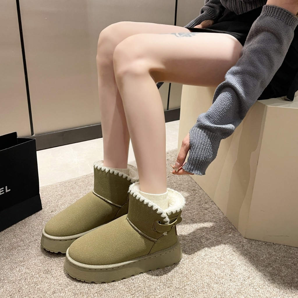 Giày Bốt Đi Tuyết Lót Nhung cotton Dày Dặn Giữ Ấm Mùa Đông Phong Cách Mới Cho Nữ