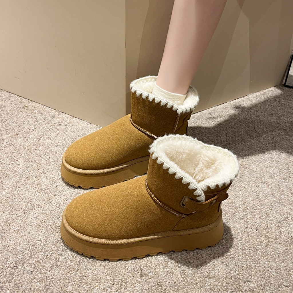 Giày Bốt Đi Tuyết Lót Nhung cotton Dày Dặn Giữ Ấm Mùa Đông Phong Cách Mới Cho Nữ