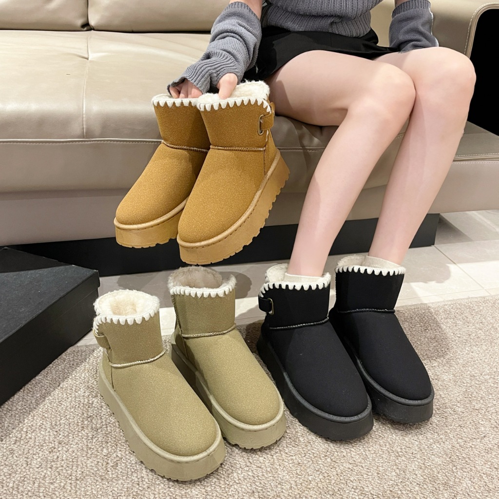 Giày Bốt Đi Tuyết Lót Nhung cotton Dày Dặn Giữ Ấm Mùa Đông Phong Cách Mới Cho Nữ