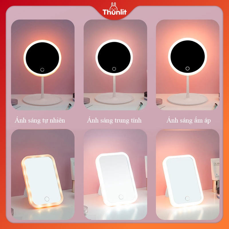 Đèn gương mỹ phẩm Thunlit LED có thể sạc lại 3 màu để bàn Vanity Đèn gương trang điểm