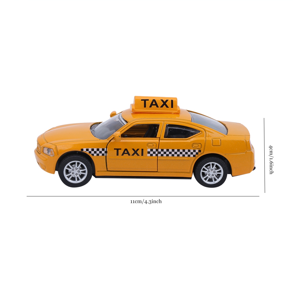 ● BabyGo 1:32 Mô hình taxi kéo hợp kim mô phỏng cao với hiệu ứng ánh sáng âm nhạc